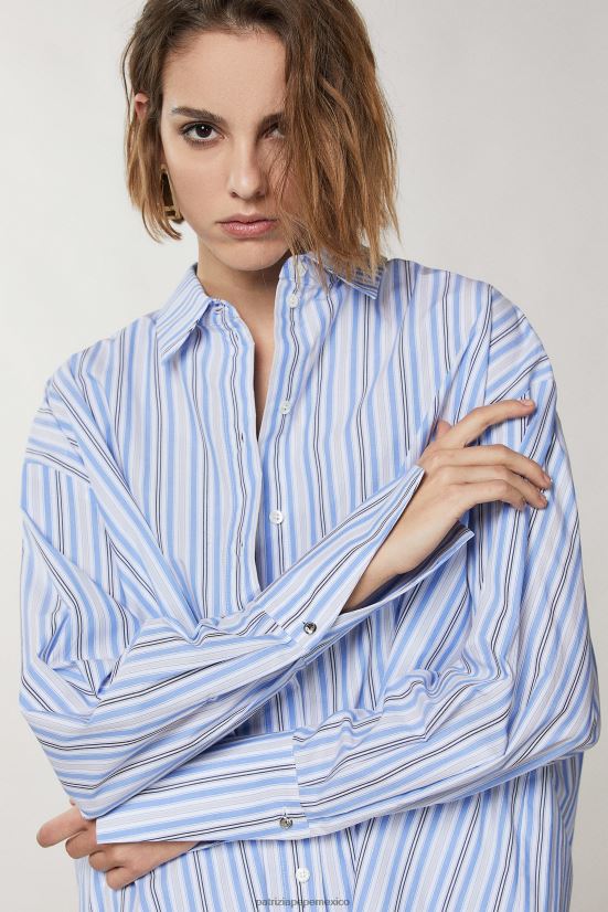 vestir mx Patrizia Pepe mujer camisa oversize de manga larga rayas de verano 66024R187