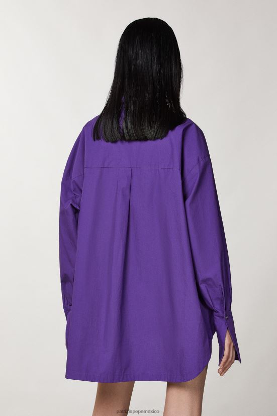 vestir mx Patrizia Pepe mujer camisa recta de manga larga violeta sexy 66024R347
