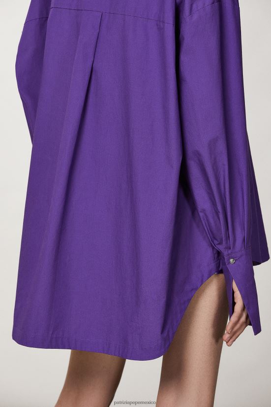 vestir mx Patrizia Pepe mujer camisa recta de manga larga violeta sexy 66024R347