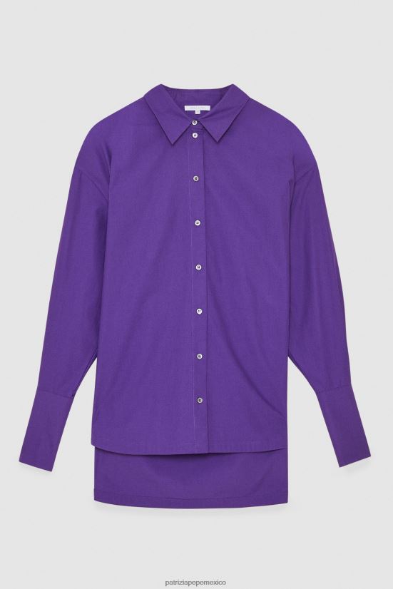 vestir mx Patrizia Pepe mujer camisa recta de manga larga violeta sexy 66024R347