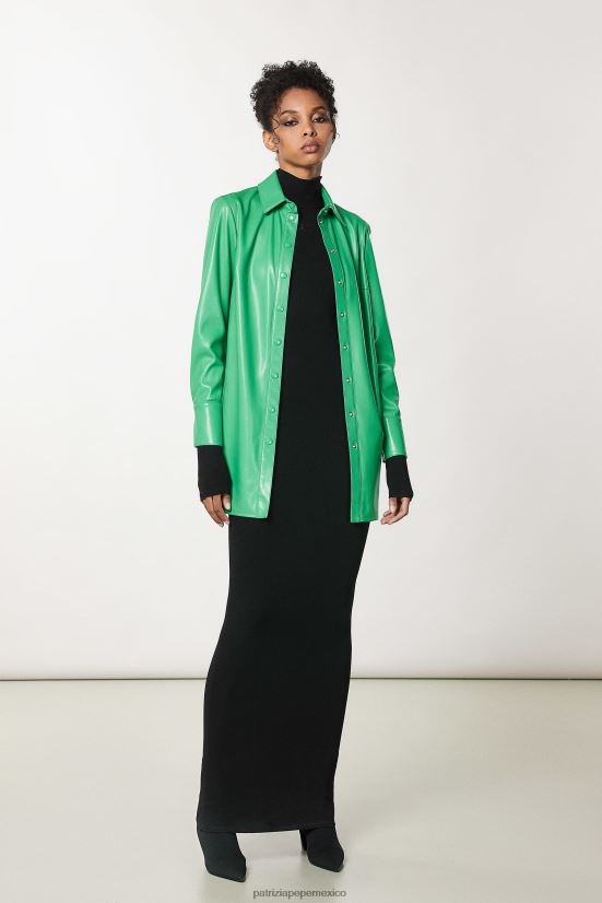 vestir mx Patrizia Pepe mujer tela recubierta sobre camisa verde vibrante 66024R627