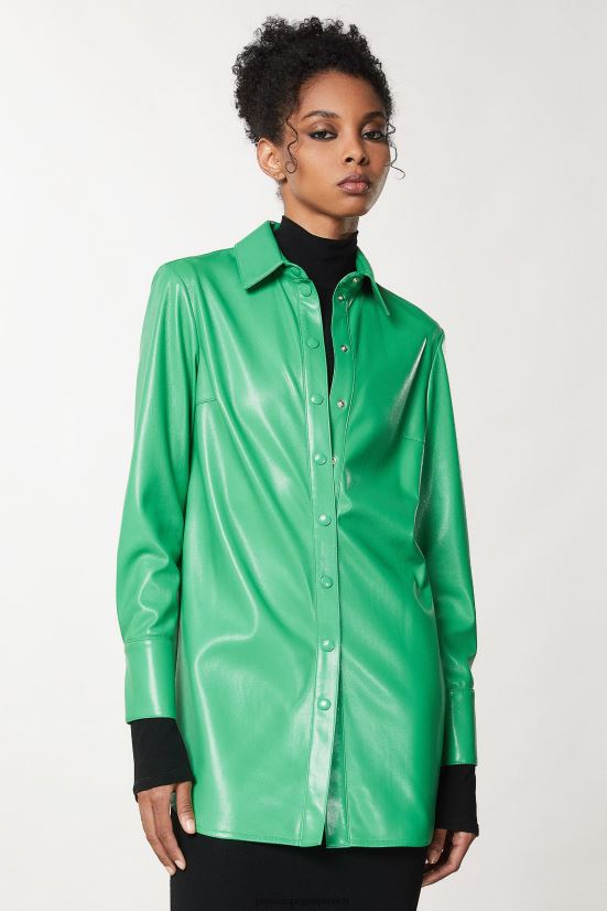 vestir mx Patrizia Pepe mujer tela recubierta sobre camisa verde vibrante 66024R627