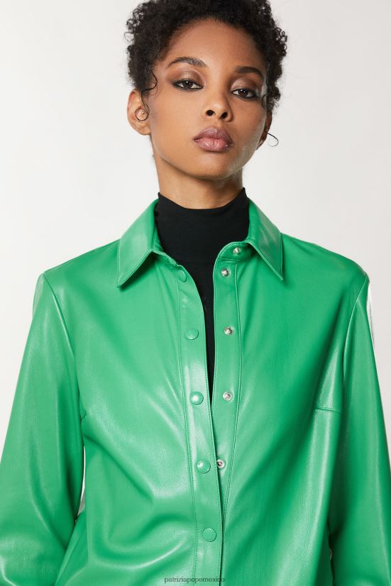 vestir mx Patrizia Pepe mujer tela recubierta sobre camisa verde vibrante 66024R627
