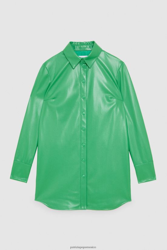 vestir mx Patrizia Pepe mujer tela recubierta sobre camisa verde vibrante 66024R627