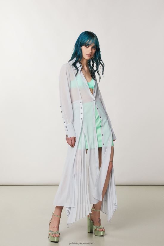 vestir mx Patrizia Pepe mujer vestido de crepé plisado gris mineral 66024R124