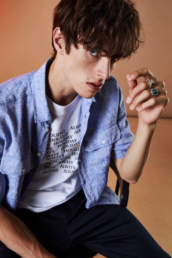 vestir mx Patrizia Pepe hombres camiseta estampada de manga corta vacaciones blancas 66024R1024