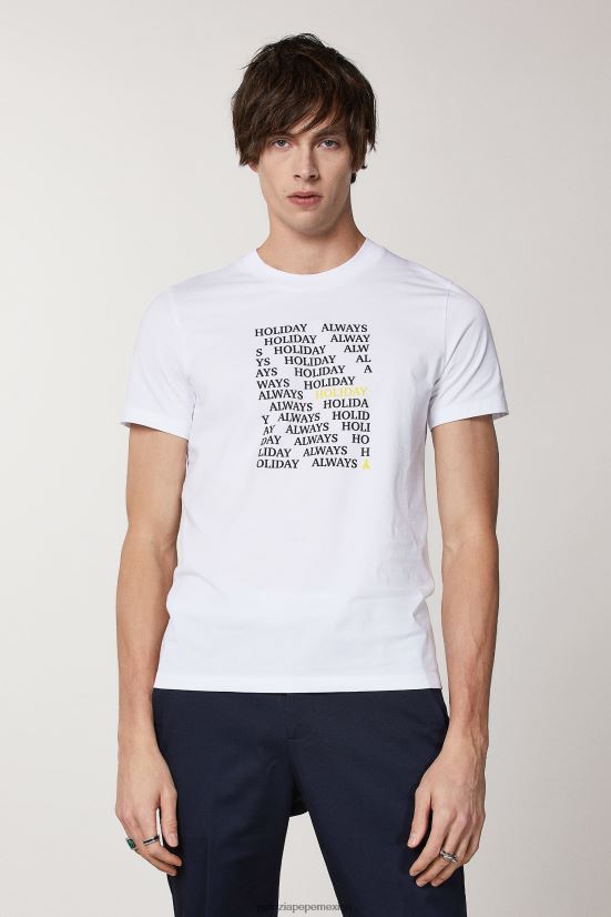 vestir mx Patrizia Pepe hombres camiseta estampada de manga corta vacaciones blancas 66024R1024