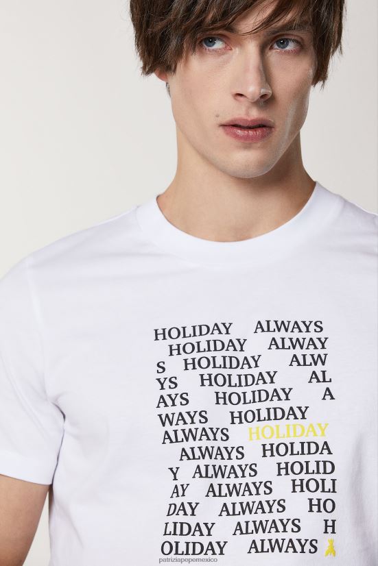 vestir mx Patrizia Pepe hombres camiseta estampada de manga corta vacaciones blancas 66024R1024