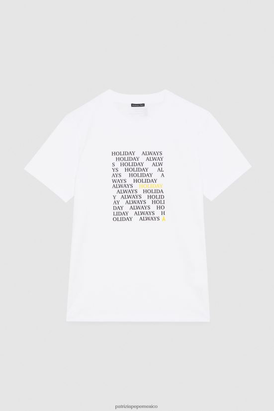 vestir mx Patrizia Pepe hombres camiseta estampada de manga corta vacaciones blancas 66024R1024