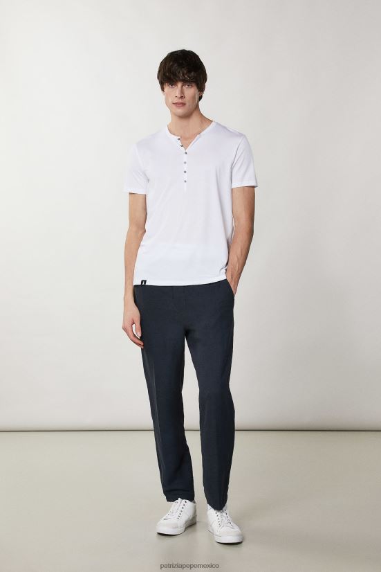 vestir mx Patrizia Pepe hombres camiseta henley de manga corta otico blanco 66024R1034