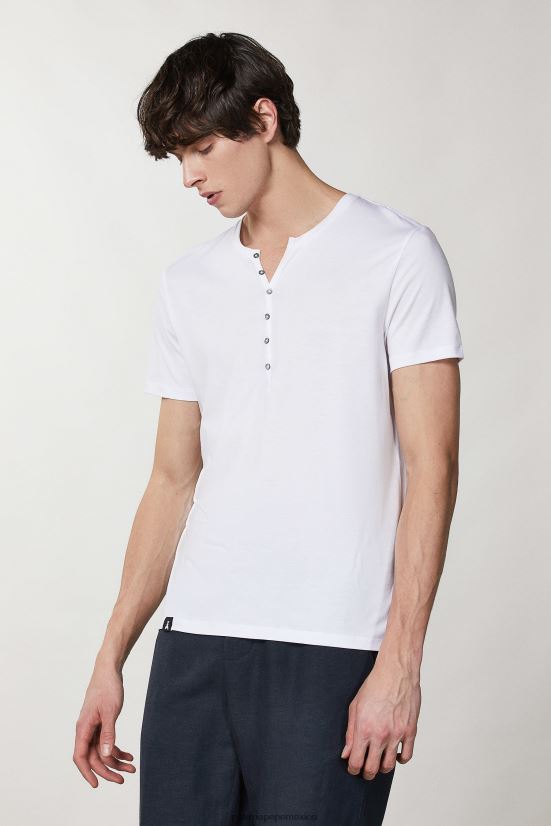vestir mx Patrizia Pepe hombres camiseta henley de manga corta otico blanco 66024R1034
