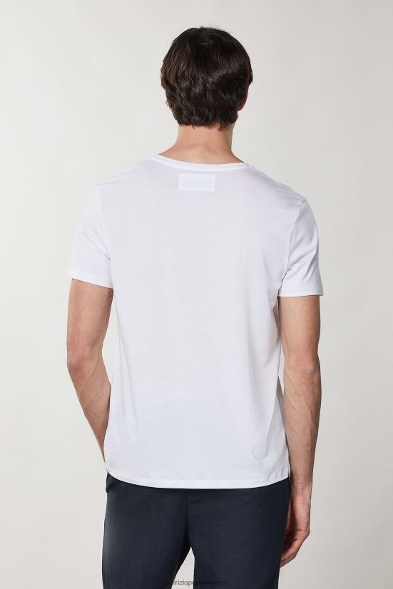 vestir mx Patrizia Pepe hombres camiseta henley de manga corta otico blanco 66024R1034