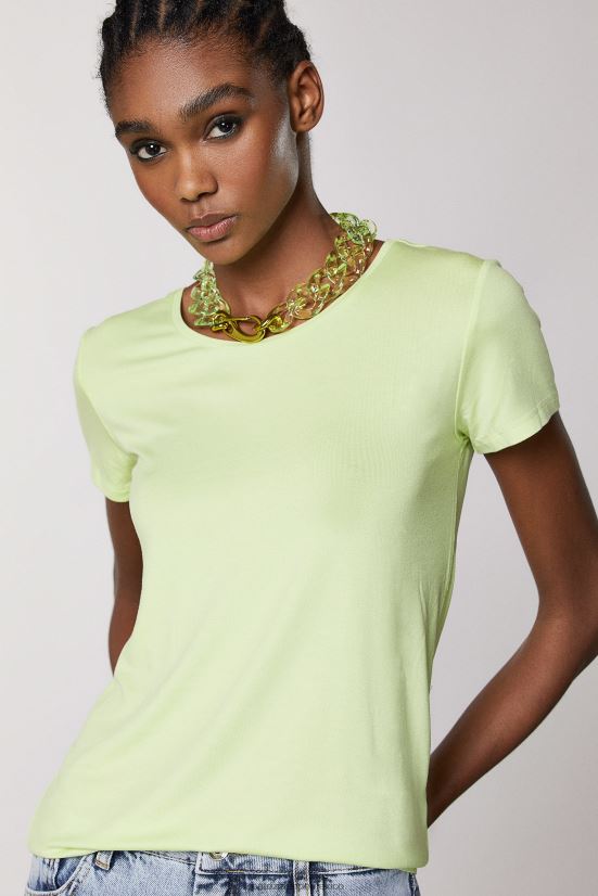vestir mx Patrizia Pepe mujer camiseta ajustada con logo lima soleada 66024R457