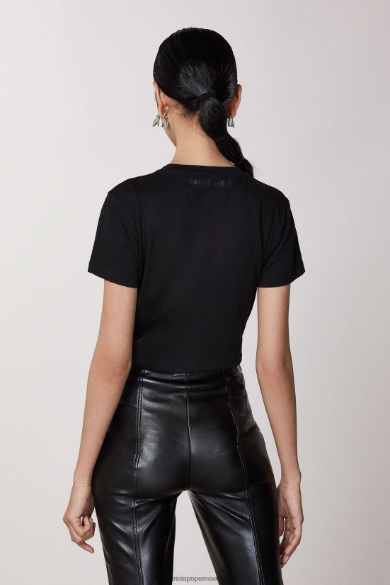 vestir mx Patrizia Pepe mujer camiseta bordada amor universal negro 66024R547