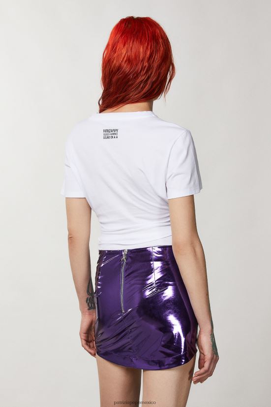 vestir mx Patrizia Pepe mujer camiseta con detalle de metal otico blanco 66024R348