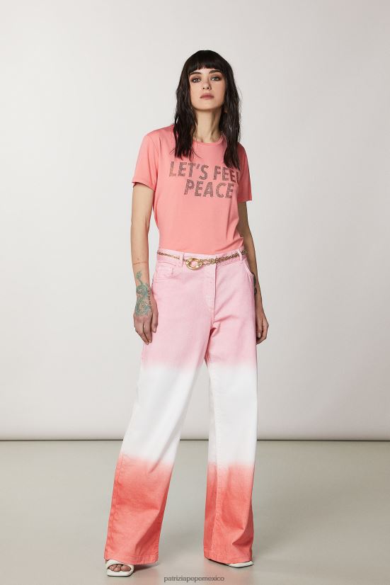 vestir mx Patrizia Pepe mujer camiseta con diamantes de imitación Durazno jugoso 66024R509