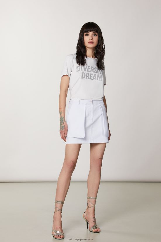 vestir mx Patrizia Pepe mujer camiseta con diamantes de imitación gris lila 66024R382