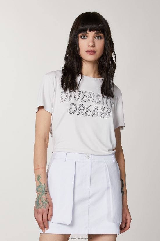 vestir mx Patrizia Pepe mujer camiseta con diamantes de imitación gris lila 66024R382