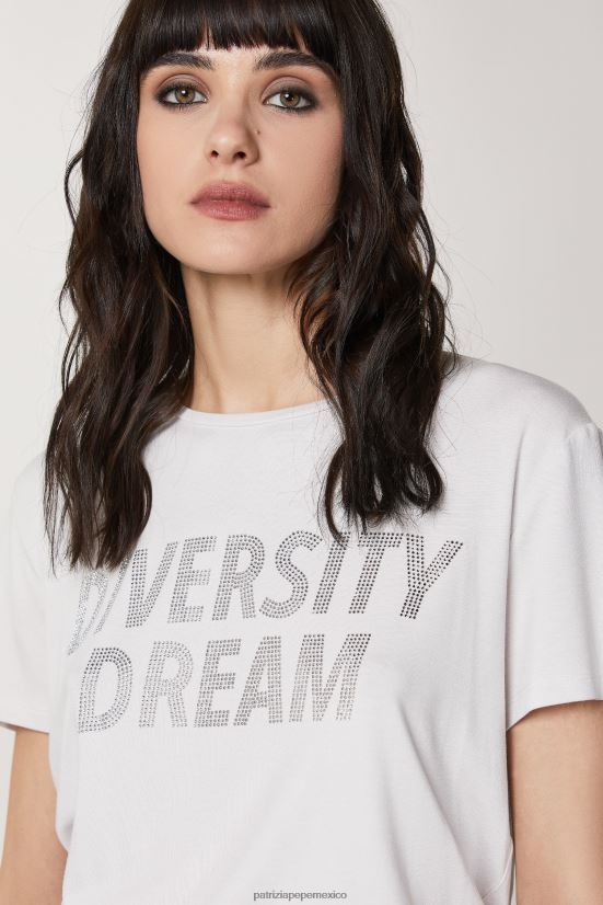 vestir mx Patrizia Pepe mujer camiseta con diamantes de imitación gris lila 66024R382