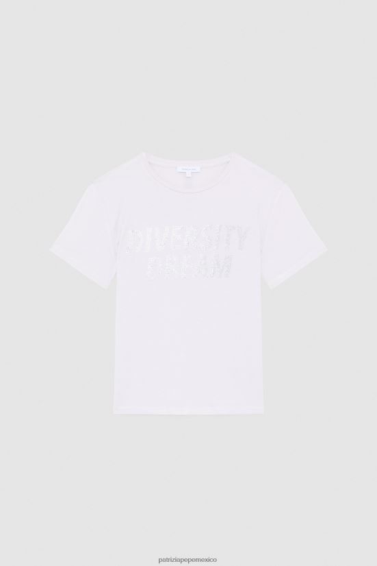 vestir mx Patrizia Pepe mujer camiseta con diamantes de imitación gris lila 66024R382