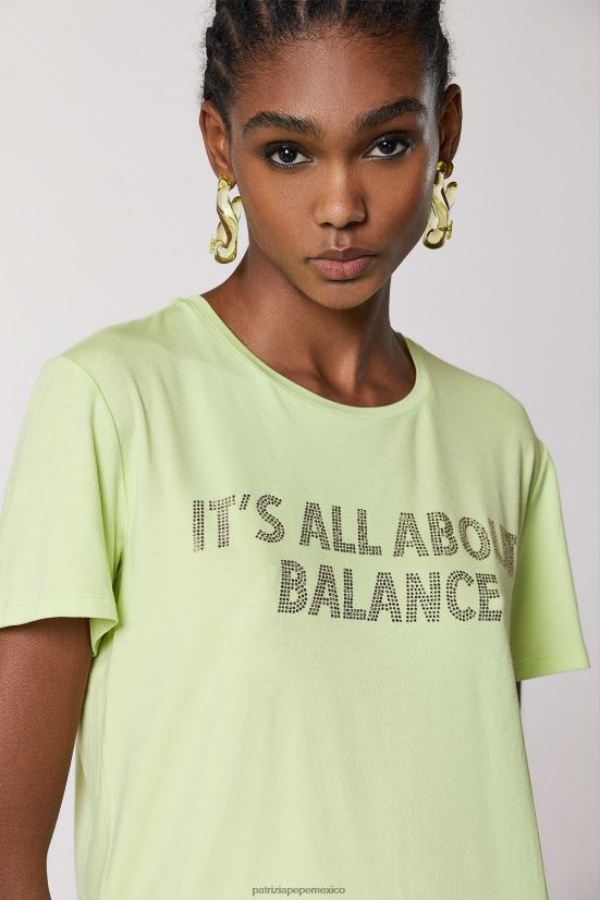 vestir mx Patrizia Pepe mujer camiseta con diamantes de imitación lima soleada 66024R456