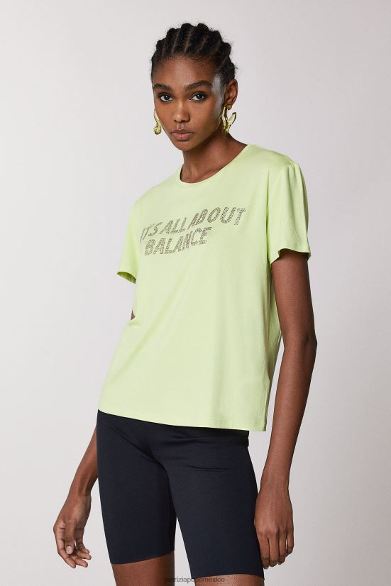 vestir mx Patrizia Pepe mujer camiseta con diamantes de imitación lima soleada 66024R456