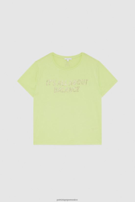 vestir mx Patrizia Pepe mujer camiseta con diamantes de imitación lima soleada 66024R456