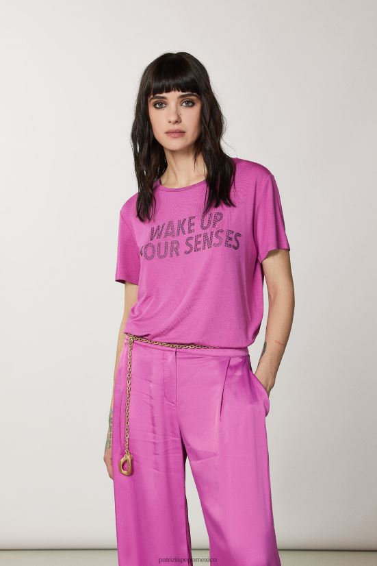 vestir mx Patrizia Pepe mujer camiseta con diamantes de imitación orquídea morada 66024R537