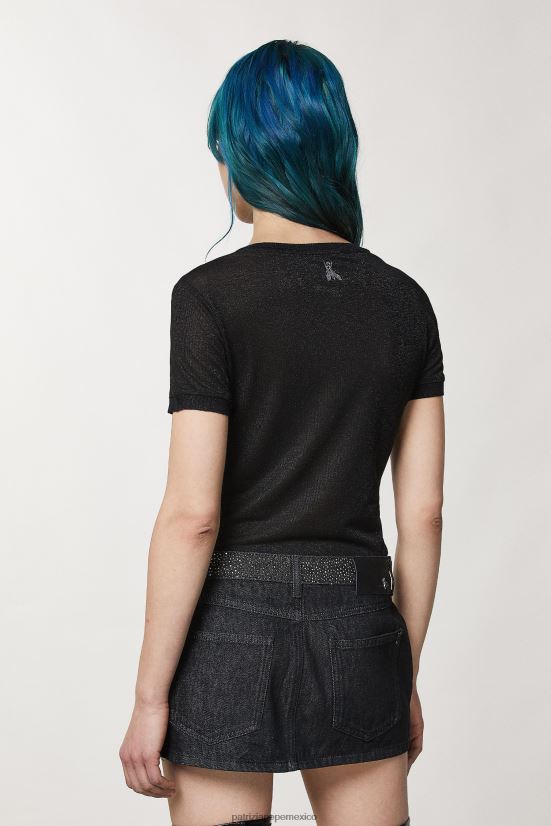vestir mx Patrizia Pepe mujer camiseta de manga corta de lúrex lúrex negro 66024R152