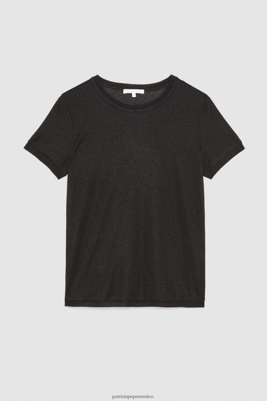 vestir mx Patrizia Pepe mujer camiseta de manga corta de lúrex lúrex negro 66024R152