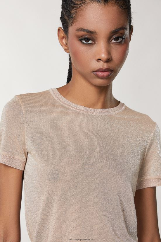 vestir mx Patrizia Pepe mujer camiseta de manga corta de lúrex lurex rubor astral 66024R53