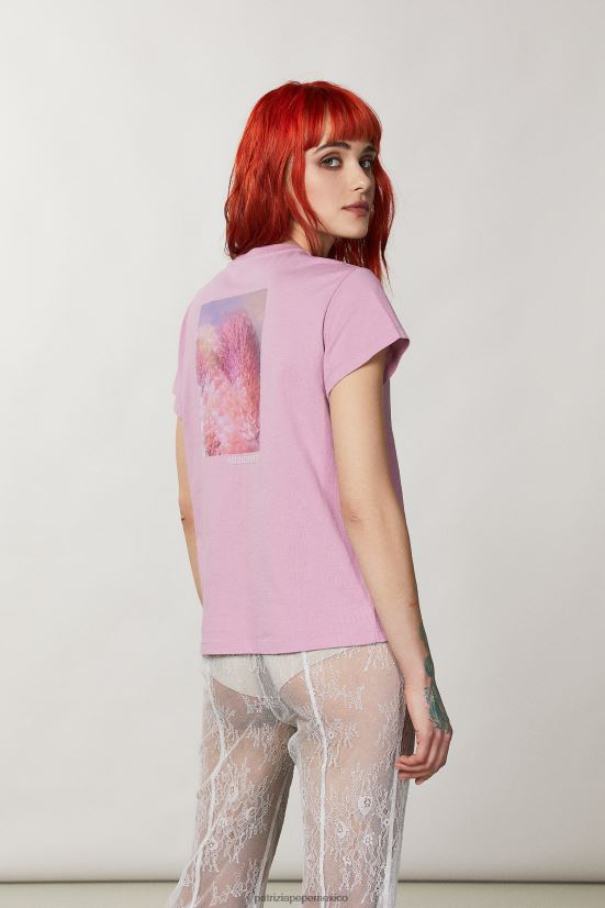 vestir mx Patrizia Pepe mujer camiseta estampada malva lavado 66024R225
