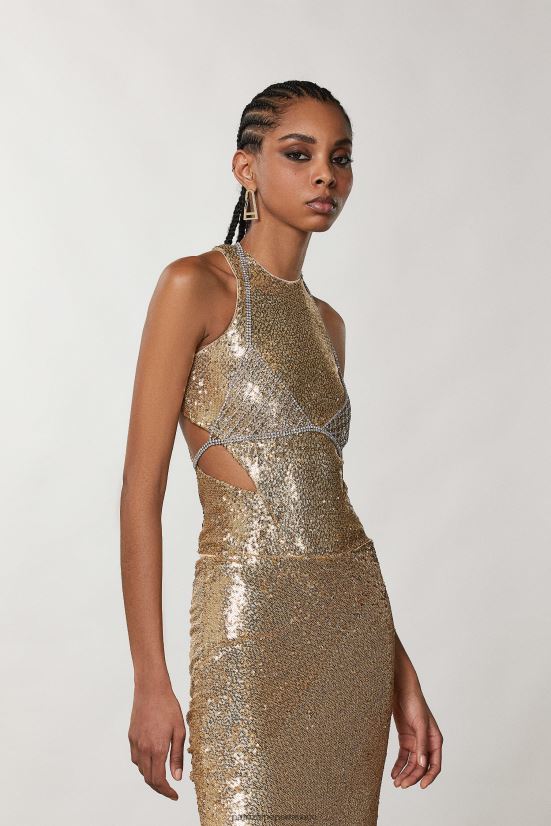 vestir mx Patrizia Pepe mujer body con aberturas de lentejuelas oro mate y brillante 66024R366