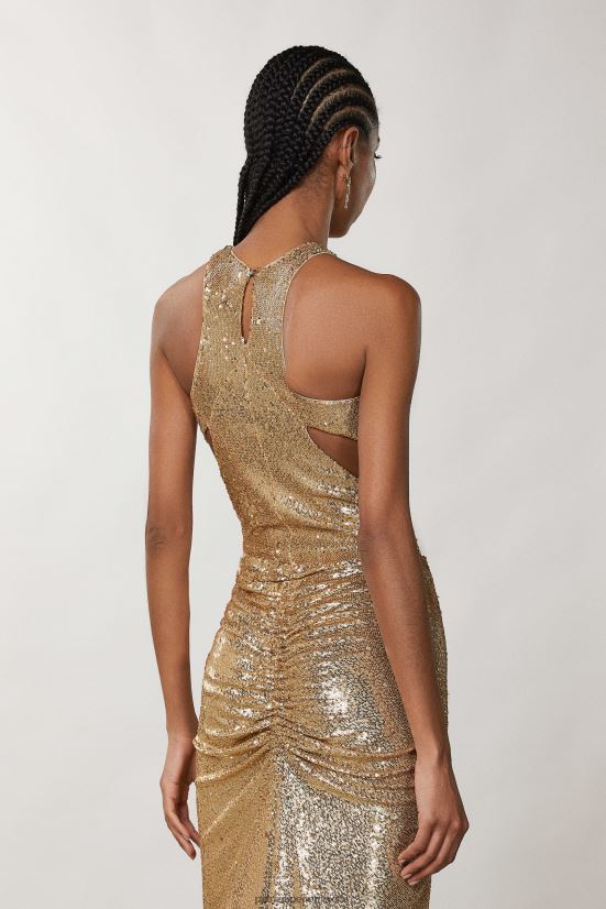 vestir mx Patrizia Pepe mujer body con aberturas de lentejuelas oro mate y brillante 66024R366