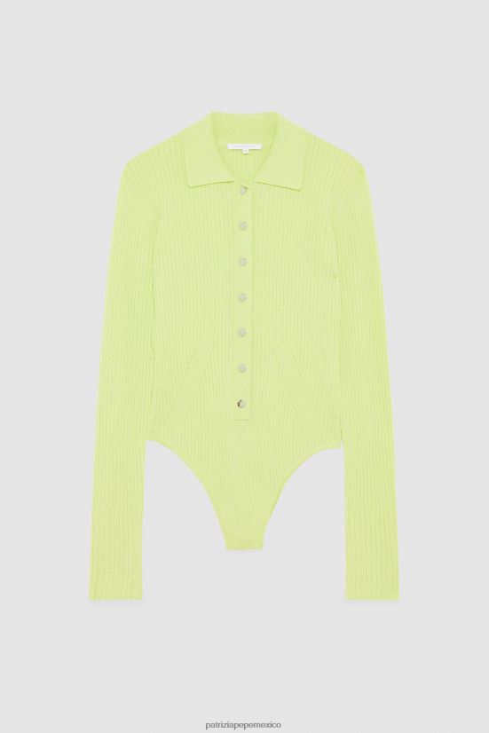 vestir mx Patrizia Pepe mujer body de punto de canalé lima soleada 66024R415