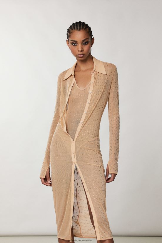 vestir mx Patrizia Pepe mujer body de tul con strass desnudo y cristal 66024R321