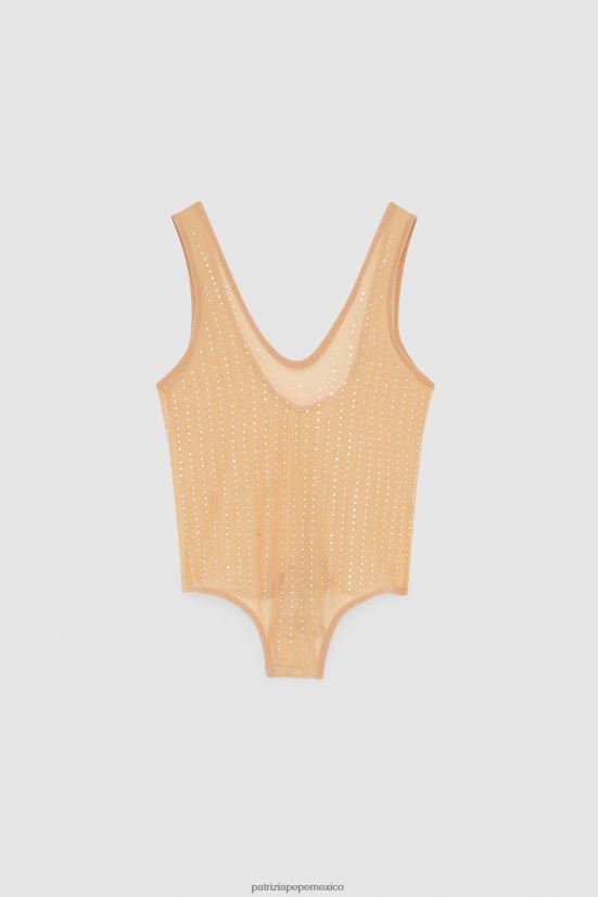 vestir mx Patrizia Pepe mujer body de tul con strass desnudo y cristal 66024R321