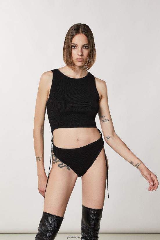 vestir mx Patrizia Pepe mujer body delgado con cordones Nerón 66024R163