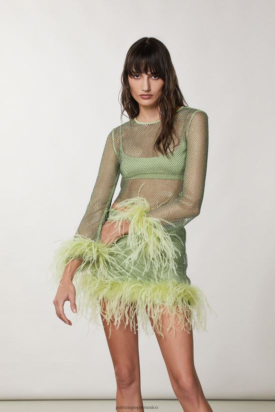 vestir mx Patrizia Pepe mujer camisa suave con pedrería margarita verde 66024R277