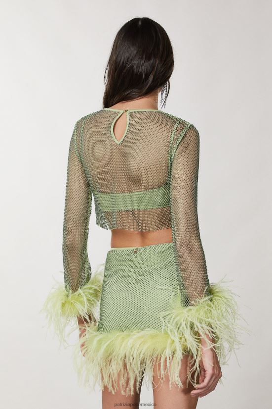 vestir mx Patrizia Pepe mujer camisa suave con pedrería margarita verde 66024R277