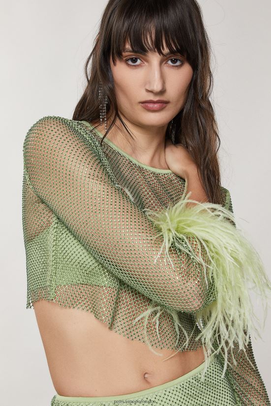 vestir mx Patrizia Pepe mujer camisa suave con pedrería margarita verde 66024R277