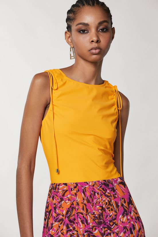 vestir mx Patrizia Pepe mujer camiseta sin mangas de punto con cuello redondo naranja jugosa 66024R219