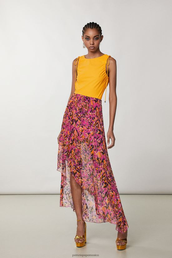 vestir mx Patrizia Pepe mujer camiseta sin mangas de punto con cuello redondo naranja jugosa 66024R219