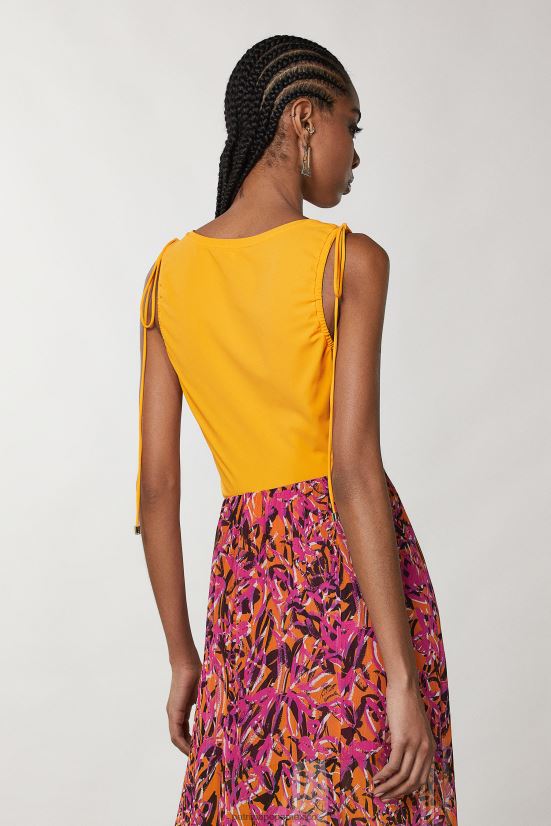 vestir mx Patrizia Pepe mujer camiseta sin mangas de punto con cuello redondo naranja jugosa 66024R219