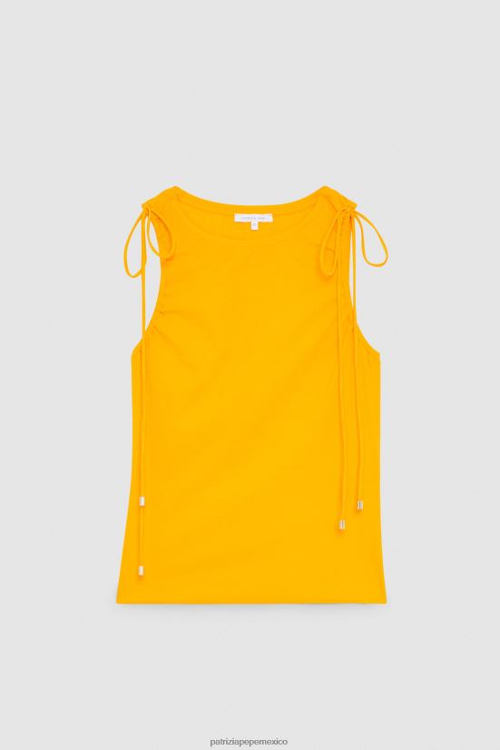 vestir mx Patrizia Pepe mujer camiseta sin mangas de punto con cuello redondo naranja jugosa 66024R219