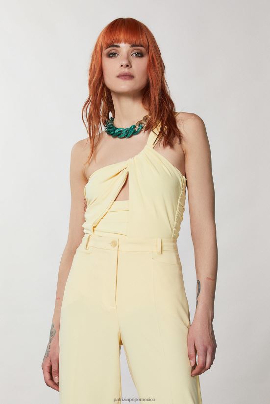 vestir mx Patrizia Pepe mujer mono de un solo hombro claridad amarilla 66024R297
