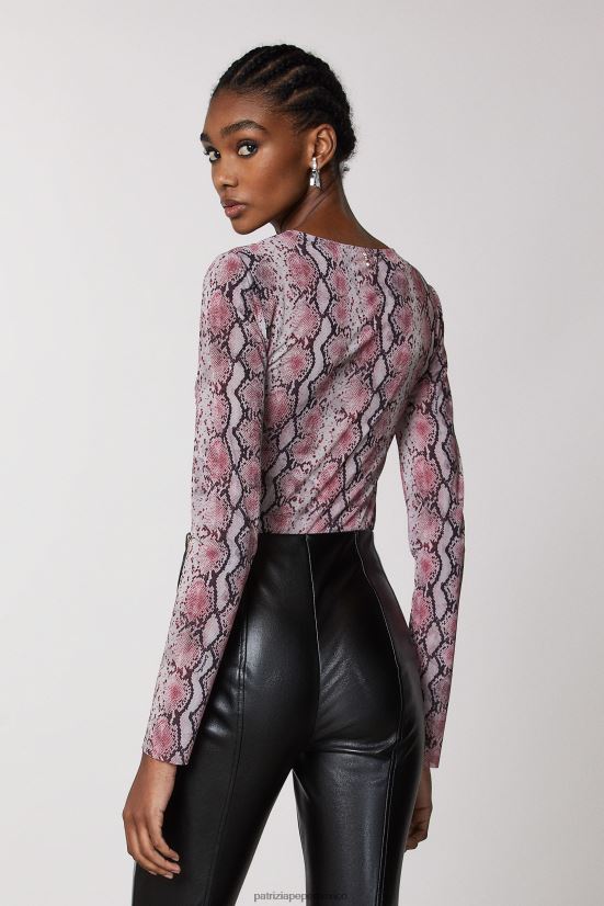 vestir mx Patrizia Pepe mujer túnica de manga larga estampado de pitón de ensueño 66024R479