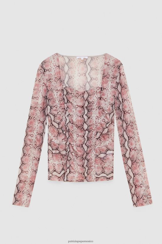 vestir mx Patrizia Pepe mujer túnica de manga larga estampado de pitón de ensueño 66024R479