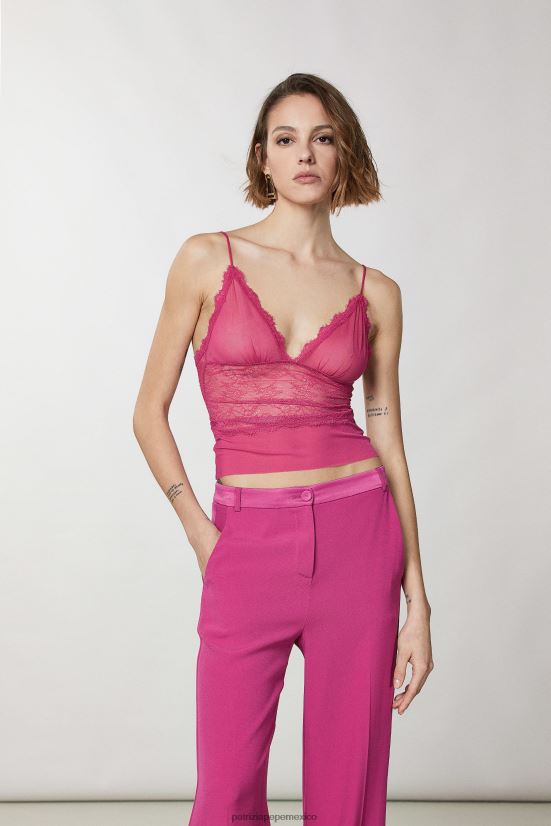 vestir mx Patrizia Pepe mujer top camisero de encaje ceremonia fucsia 66024R263