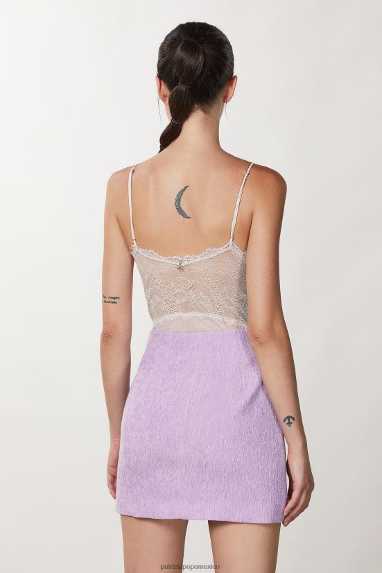 vestir mx Patrizia Pepe mujer top camisero de encaje desnudo rosado 66024R346